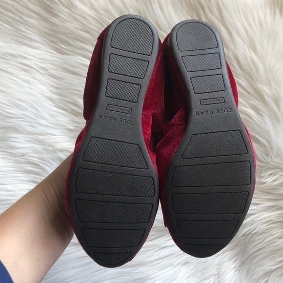 Cole Haan Tali Bow Ballet Flat Red Velvet Flats 5 - Picture 5 of 8